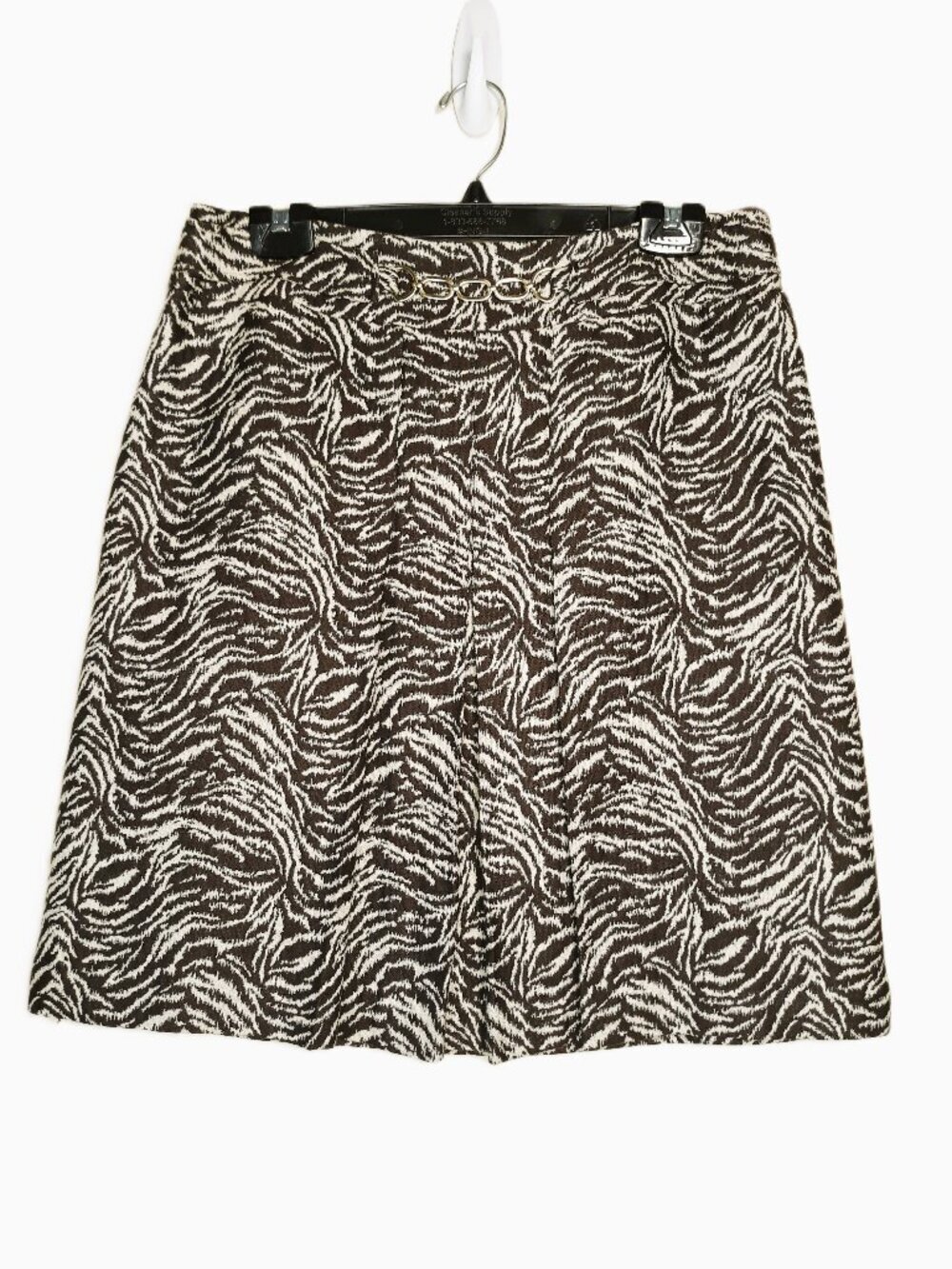 Animal Print Mini Skirt Cotton Silk Wool Brown Zebra Preppy Ann Taylor